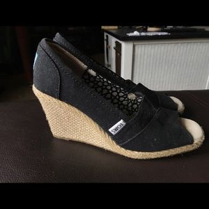 Toms Black Wedges. Used a few times.